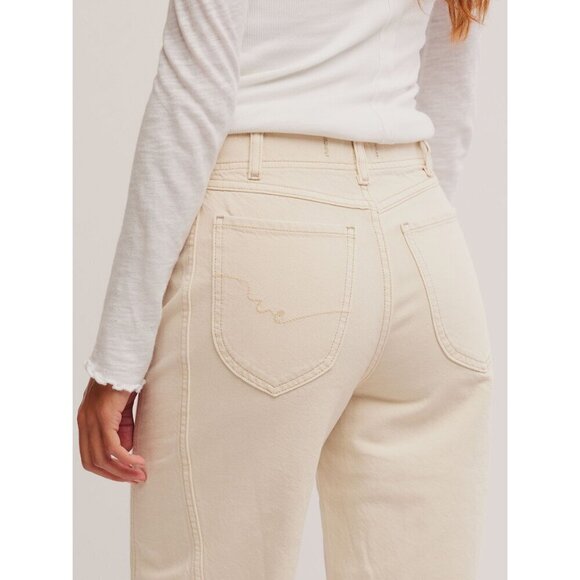 🆕 FREE PEOPLE We The Free Aster Straight Leg Jeans / Cream - Picture 11 of 15